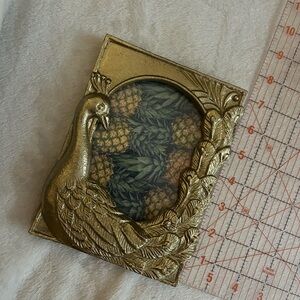 Brass peacock picture frame NWOT